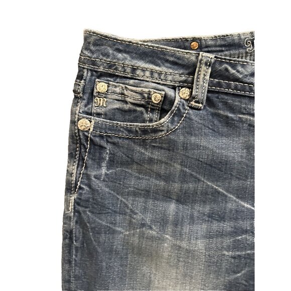 Miss Me Y2K Jeans Bling Rhinestone Back Flap Bootcut MED Wash JE5731E4R Size 31 - Picture 6 of 16